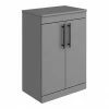 Arezzo Floor Standing Countertop Vanity Unit - Matt Grey - 600mm With Industrial Style Matt Black Handles -Arezzo shop AZG6FSWMBIS n p