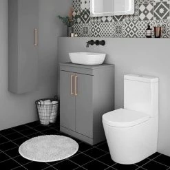 Arezzo Floor Standing Countertop Vanity Unit - Matt Grey - 600mm With Rose Gold Handles 5 Arezzo Floor Standing Countertop Vanity Unit - Matt Grey - 600mm With Rose Gold Handles -Arezzo shop AZG6FSWRG d3 460