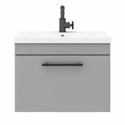 Arezzo Wall Hung Vanity Unit - Matt Grey - 600mm With Industrial Style Black Handle 8 Arezzo Wall Hung Vanity Unit - Matt Grey - 600mm With Industrial Style Black Handle -Arezzo shop AZG6WHVBKIS d6 460