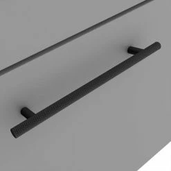 Arezzo Wall Hung Vanity Unit - Matt Grey - 600mm With Industrial Style Black Handle 4 Arezzo Wall Hung Vanity Unit - Matt Grey - 600mm With Industrial Style Black Handle -Arezzo shop AZG6WHVBKIS d2 460