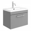 Arezzo Wall Hung Vanity Unit - Matt Grey - 600mm With Industrial Style Chrome Handle -Arezzo shop AZG6WHVCHIS p