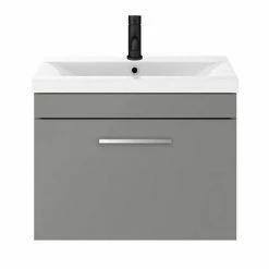 Arezzo 600 Matt Grey Wall Hung 1-Drawer Vanity Unit With Chrome Handle 6 Arezzo 600 Matt Grey Wall Hung 1-Drawer Vanity Unit With Chrome Handle -Arezzo shop AZG6WHVCH d4 460