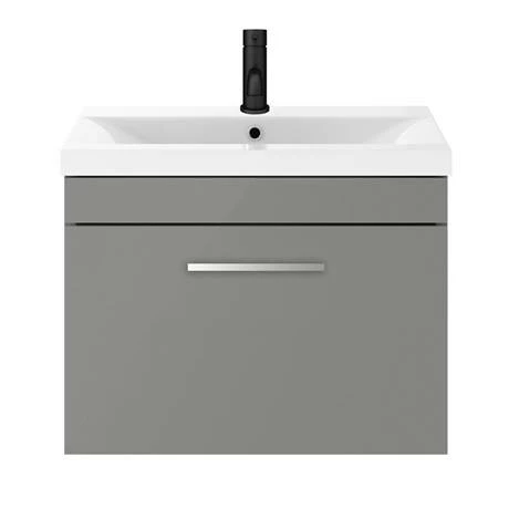 Arezzo 600 Matt Grey Wall Hung 1-Drawer Vanity Unit with Chrome Handle Arezzo 600 Matt Grey Wall Hung 1-Drawer Vanity Unit With Chrome Handle -Arezzo shop AZG6WHVCH d4 460