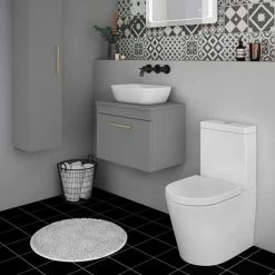 Arezzo Wall Hung Countertop Vanity Unit - Matt Grey - 600mm With Brushed Brass Handle 5 Arezzo Wall Hung Countertop Vanity Unit - Matt Grey - 600mm With Brushed Brass Handle -Arezzo shop AZG6WHWBB d4 460