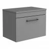Arezzo Wall Hung Countertop Vanity Unit - Matt Grey - 600mm With Matt Black Handle 1 Arezzo Wall Hung Countertop Vanity Unit - Matt Grey - 600mm With Matt Black Handle -Arezzo shop AZG6WHWBK np