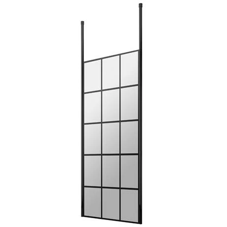 Arezzo Matt Black Grid Free Standing Wet Room Screen with Black Double Ceiling Posts Arezzo Matt Black Grid Free Standing Wet Room Screen With Black Double Ceiling Posts -Arezzo shop AZG7BLKSS L 460