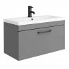 Arezzo Wall Hung Vanity Unit - Matt Grey - 800mm With Matt Black Handle 2 Arezzo Wall Hung Vanity Unit - Matt Grey - 800mm With Matt Black Handle -Arezzo shop AZG8WHVBK n prod