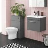 Arezzo Grey Wall Hung Sink Vanity Unit + Toilet Package With Chrome Handle -Arezzo shop AZGCHWHP1 p