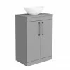 Arezzo Countertop Basin Unit - Grey With Black Handles - 600mm Inc. Basin -Arezzo shop AZGFSMB410 p