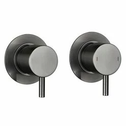 Arezzo Brushed Gunmetal Grey Concealed Individual Diverter + Thermostatic Control Shower Valve -Arezzo shop AZGM39 n d1 460