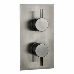 Arezzo Brushed Gunmetal Grey Round Modern Twin Concealed Shower Valve With Diverter