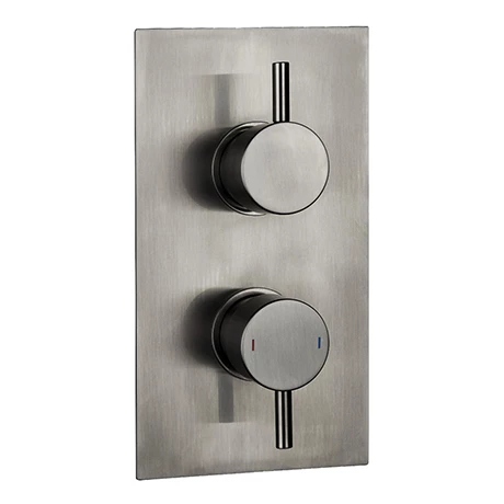 Arezzo Brushed Gunmetal Grey Round Modern Twin Concealed Shower Valve with Diverter Arezzo Brushed Gunmetal Grey Round Modern Twin Concealed Shower Valve With Diverter -Arezzo shop AZGMSVD p