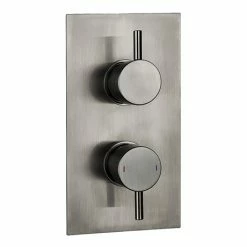 Arezzo Brushed Gunmetal Grey Round Modern Twin Concealed Shower Valve