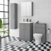 Arezzo Grey Floor Standing Vanity Unit, Tall Cabinet + Toilet Pack With Rose Gold Handles 2 Arezzo Grey Floor Standing Vanity Unit, Tall Cabinet + Toilet Pack With Rose Gold Handles -Arezzo shop AZGRGFSP1 p