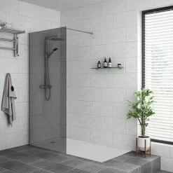 Arezzo 1700 X 700 Bath Replacement Wet Room (1000mm Grey Tinted Screen W. Tray)