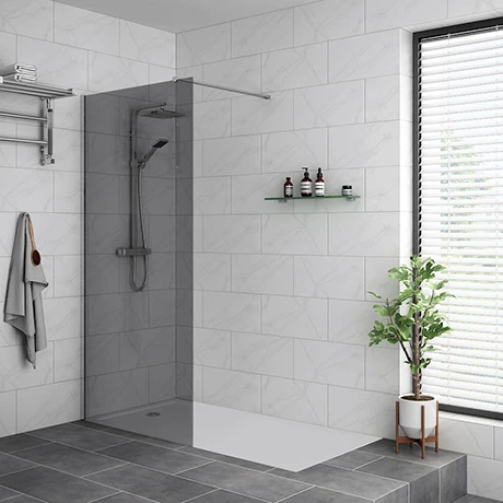 Arezzo 1700 x 700 Bath Replacement Wet Room (1000mm Grey Tinted Screen w. Tray) Arezzo 1700 X 700 Bath Replacement Wet Room (1000mm Grey Tinted Screen W. Tray) -Arezzo shop AZGT17BRWR p