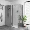 Arezzo 1400 X 900 Grey Tinted Glass Wet Room (inc. 800mm Screen, Return, Side Panel + Tray) -Arezzo shop AZGTG01R p