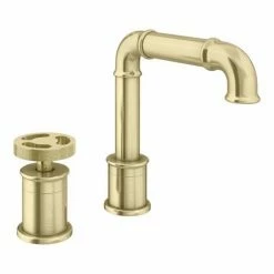 Arezzo Brushed Brass 2TH Industrial Style Deck Mounted Basin Mixer -Arezzo shop AZISBB02 n d3 460