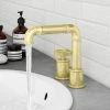 Arezzo Brushed Brass 2TH Industrial Style Deck Mounted Basin Mixer 2 Arezzo Brushed Brass 2TH Industrial Style Deck Mounted Basin Mixer -Arezzo shop AZISBB02 n prod