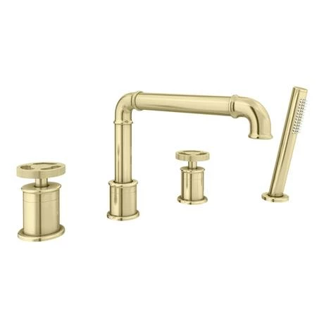 Arezzo Brushed Brass 4TH Industrial Style Deck Mounted Bath Shower Mixer inc. Pull Out Handset Arezzo Brushed Brass 4TH Industrial Style Deck Mounted Bath Shower Mixer Inc. Pull Out Handset -Arezzo shop AZISBB04 d2 460