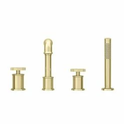 Arezzo Brushed Brass 4TH Industrial Style Deck Mounted Bath Shower Mixer Inc. Pull Out Handset 5 Arezzo Brushed Brass 4TH Industrial Style Deck Mounted Bath Shower Mixer Inc. Pull Out Handset -Arezzo shop AZISBB04 d4 460