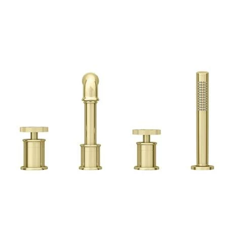 Arezzo Brushed Brass 4TH Industrial Style Deck Mounted Bath Shower Mixer inc. Pull Out Handset Arezzo Brushed Brass 4TH Industrial Style Deck Mounted Bath Shower Mixer Inc. Pull Out Handset -Arezzo shop AZISBB04 d4 460