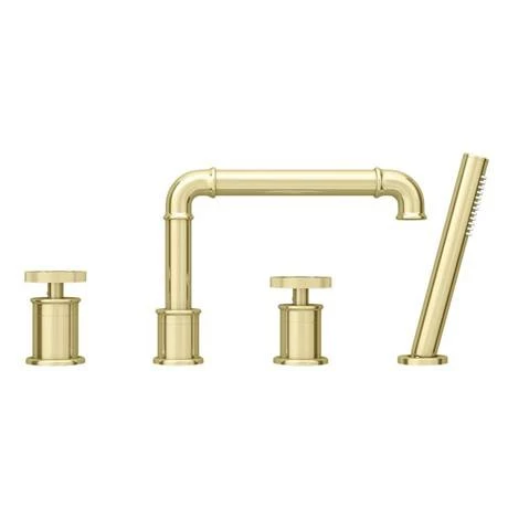 Arezzo Brushed Brass 4TH Industrial Style Deck Mounted Bath Shower Mixer inc. Pull Out Handset Arezzo Brushed Brass 4TH Industrial Style Deck Mounted Bath Shower Mixer Inc. Pull Out Handset -Arezzo shop AZISBB04 d5 460