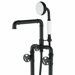 Arezzo Matt Black Industrial Style Freestanding Bath Shower Mixer Tap -Arezzo shop AZISBK05 d5n 460