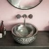 Arezzo Round 430mm Silver Mottled Relief Design Ceramic Counter Top Basin -Arezzo shop AZJ2050 prod