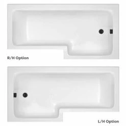 Arezzo L-Shaped Shower Bath Suite - 1700mm With Blue Vanity Unit + Square Toilet -Arezzo shop AZLBSBB d1 460