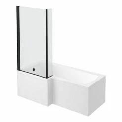 Arezzo L-Shaped Shower Bath Suite - 1700mm With Blue Vanity Unit + Square Toilet -Arezzo shop AZLBSBB d2 460
