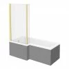 Arezzo Shower Bath - 1700mm L Shaped With Brushed Brass Screen + Matt Grey Panel -Arezzo shop AZLG17BB p