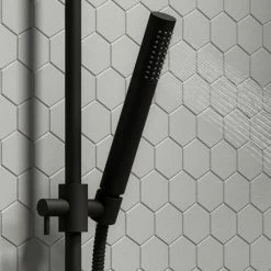 Arezzo Matt Black Modern Slide Rail Kit With Pencil Shower Handset -Arezzo shop AZMB8SR d2 460