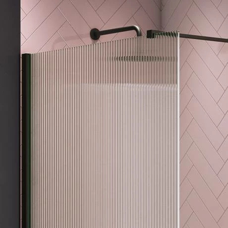 Arezzo 1700 x 700 Bath Replacement Wet Room (1000mm Matt Black Fluted Glass Screen w. Tray) Arezzo 1700 X 700 Bath Replacement Wet Room (1000mm Matt Black Fluted Glass Screen W. Tray) -Arezzo shop AZMBF17BRWR d4 460