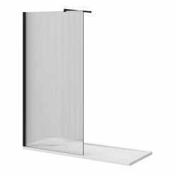 Arezzo 1700 X 700 Bath Replacement Wet Room (1000mm Matt Black Fluted Glass Screen W. Tray)