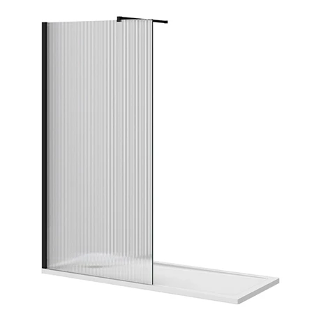 Arezzo 1700 x 700 Bath Replacement Wet Room (1000mm Matt Black Fluted Glass Screen w. Tray) Arezzo 1700 X 700 Bath Replacement Wet Room (1000mm Matt Black Fluted Glass Screen W. Tray) -Arezzo shop AZMBF17BRWR p