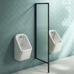Arezzo Fluted Glass Matt Black Framed Urinal Partition