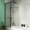 Arezzo Fluted Glass Matt Black Framed Fixed Bath Screen (500 X 1400mm) -Arezzo shop AZMBFUP1 prod