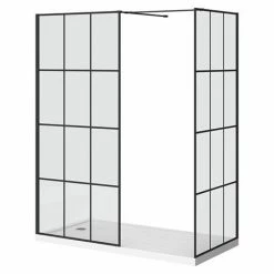 Arezzo 1400 X 900 Matt Black Grid Wet Room (inc. Screen, Side Panel + Tray) -Arezzo shop AZMBG01 d4 460