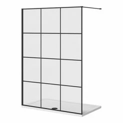 Arezzo 1400 X 800 Matt Black Grid Wet Room (inc. 1400 Screen + Tray)