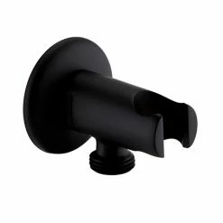Arezzo Round Wall Elbow & Shower Handset Holder - Matt Black
