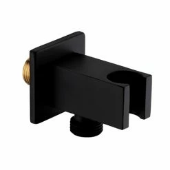 Arezzo Square Wall Elbow & Shower Handset Holder - Matt Black