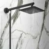 Arezzo Square 200mm Matt Black Slim Rainfall Shower Head With 1.75m Flexible Hose -Arezzo shop AZMBSH2 prod