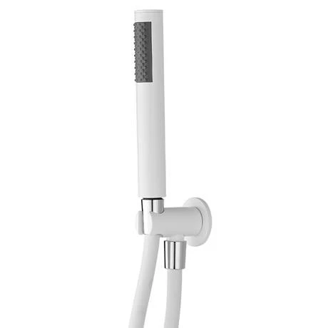 Arezzo Round Matt White Outlet Elbow with Parking Bracket, Flex + Handset Arezzo Round Matt White Outlet Elbow With Parking Bracket, Flex + Handset -Arezzo shop AZMWHSB n d1 460