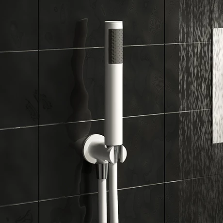 Arezzo Round Matt White Outlet Elbow with Parking Bracket, Flex + Handset Arezzo Round Matt White Outlet Elbow With Parking Bracket, Flex + Handset -Arezzo shop AZMWHSB n p