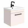 Arezzo Wall Hung Vanity Unit - Matt Pink - 500mm With Industrial Style Black Handle 1 Arezzo Wall Hung Vanity Unit - Matt Pink - 500mm With Industrial Style Black Handle -Arezzo shop AZP5WHVBKIS n p