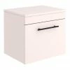 Arezzo Wall Hung Countertop Vanity Unit - Matt Pink - 500mm With Industrial Style Black Handle -Arezzo shop AZP5WHWBKIS p