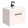 Arezzo Wall Hung Vanity Unit - Matt Pink - 600mm With Industrial Style Black Handle