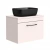 Arezzo Wall Hung Countertop Basin Unit - Pink With Matt Black Handle - 600mm Inc. Black Basin -Arezzo shop AZP6WHWBKB465 p