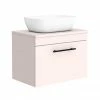 Arezzo Wall Hung Countertop Basin Unit - Pink With Industrial Style Black Handle - 600mm Inc. White Basin -Arezzo shop AZP6WHWBKISW465 n p
